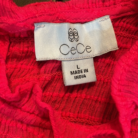 Cece women’s Hot Pink,Red,Ruffle flutter shirt, sleeveless,Mock neck, Size Large - Picture 8 of 12